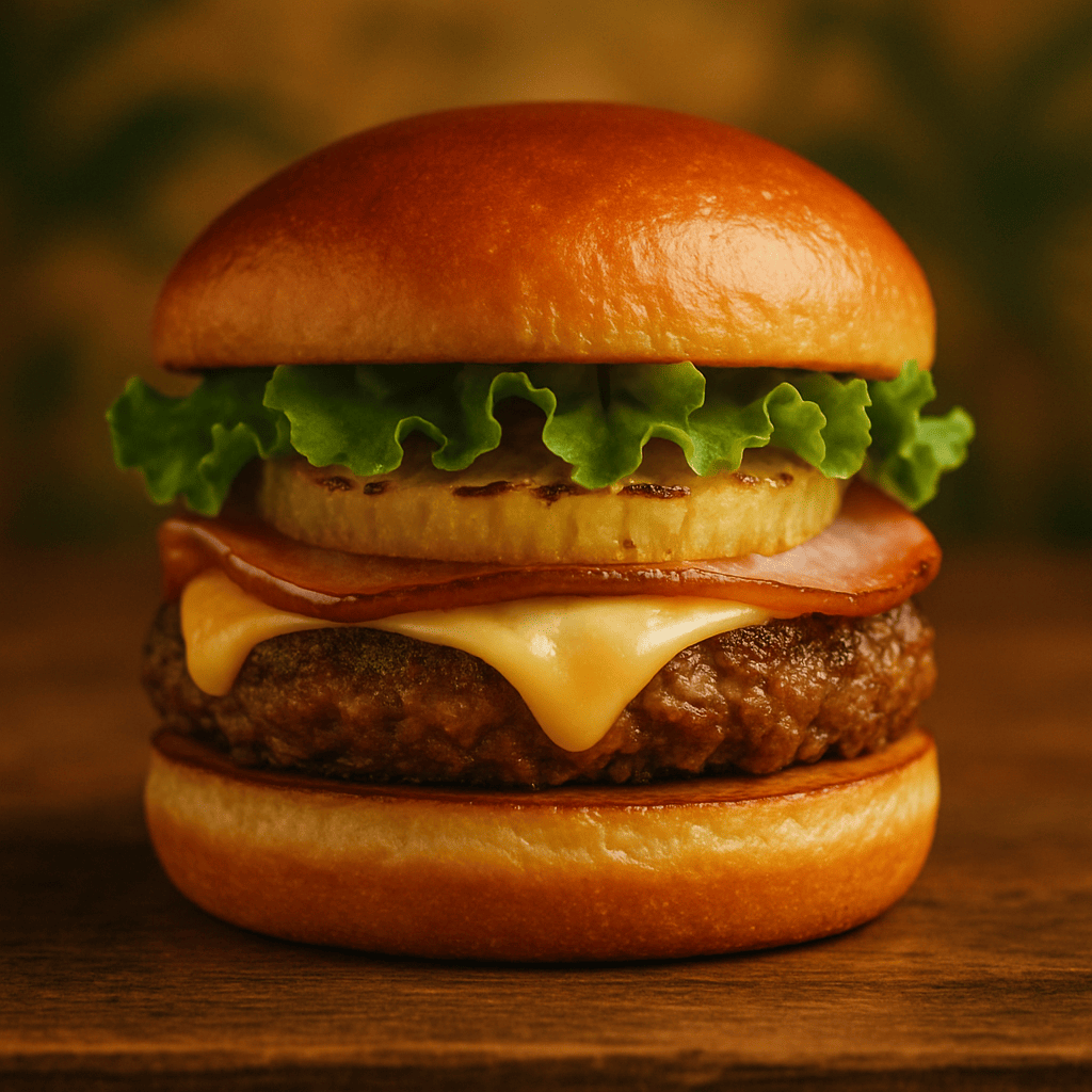 Hamburguesa hawaiana con piña asada